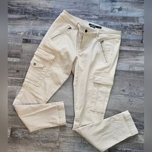 🩵🩷RALPH LAUREN Denim Beige Wash Super Stretch Cargo Moto Skinny Jeans 10💛🩷
